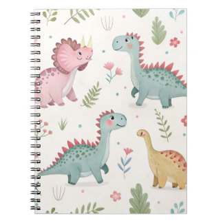 Cute Watercolor Dinosaurs Notebook for Kids