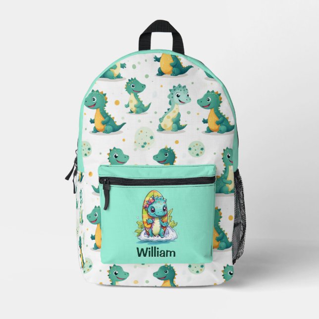 Cute Watercolor Dinosaurs Pattern Printed Backpack (Front)