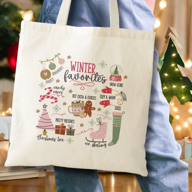 Cute Watercolor Doddle Cozy Winter Favourites  Tote Bag (Creator Uploaded)