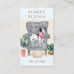Cute Watercolor Dog Walker Adventures Pet Sitter Business Card
