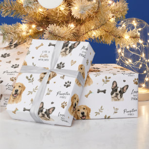 Cute Watercolor Dogs and Paw Prints Pet Lover   Wrapping Paper