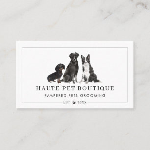 Cute Watercolor Dogs Pet Care Grooming & Salon Business Card