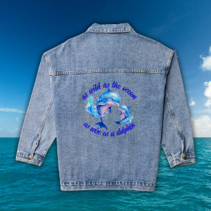 Cute Watercolor Dolphins Quote Denim Jacket