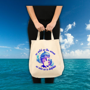 Cute Watercolor Dolphins Quote Tote Bag