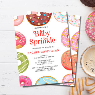 Cute Watercolor Doughnut Baby Sprinkle Baby Shower Invitation