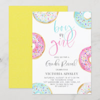 Cute Watercolor Doughnuts Gender Reveal Baby Showe