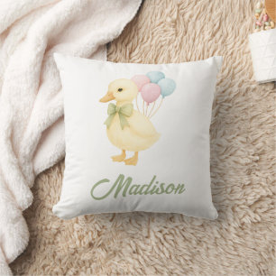 Cute Watercolor Duck Kids Room Decor Throw Pillow
