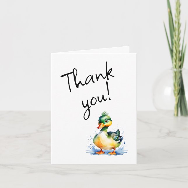 Cute watercolor Duck thank you (Front)