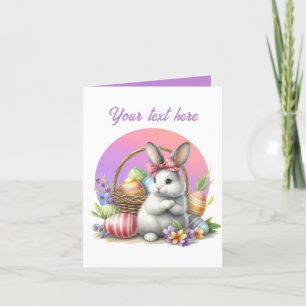 Cute watercolor Easter bunny add message Holiday Card