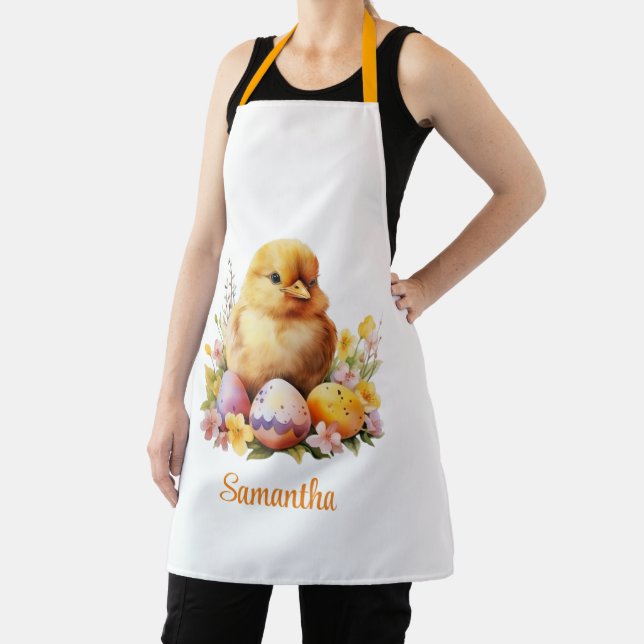 Cute watercolor Easter Chick with eggs Apron (Insitu)