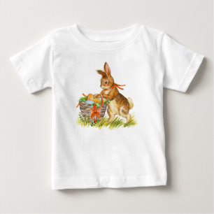 Cute watercolor easter rabbit and basket baby T-Shirt