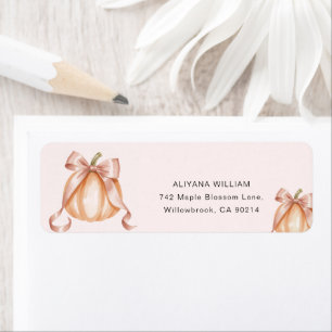 Cute Watercolor Elegant Pink Bow Pumpkin Return