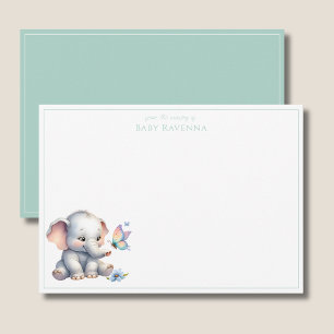 Cute Watercolor Elephant Baby Nursery Thank You  Card