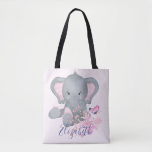 Cute watercolor Elephant baby  Tote Bag