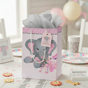 Cute watercolor Elephant  Medium Gift Bag