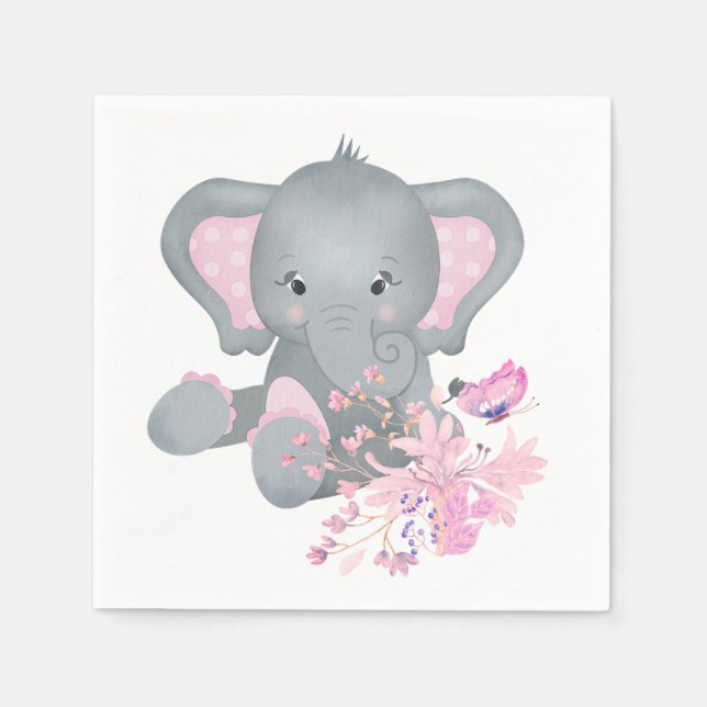 Cute watercolor Elephant  Napkin (Front)