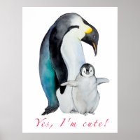 Cute watercolor emperor penguins