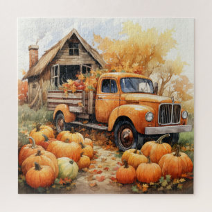 Cute Watercolor Fall/Autumn Farm Jigsaw Puzzle