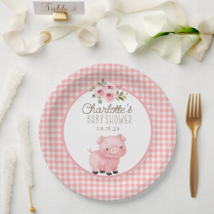 Cute Watercolor Farm Animals Baby Shower  Paper Plate