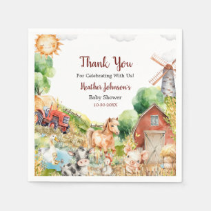 Cute Watercolor Farm Baby Shower Napkin