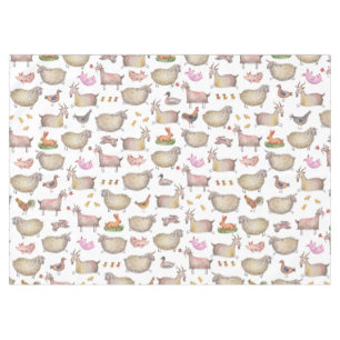 Cute Watercolor Farm Barn Animals Pattern Tablecloth