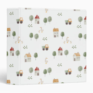 Cute Watercolor Farm Pattern Binder