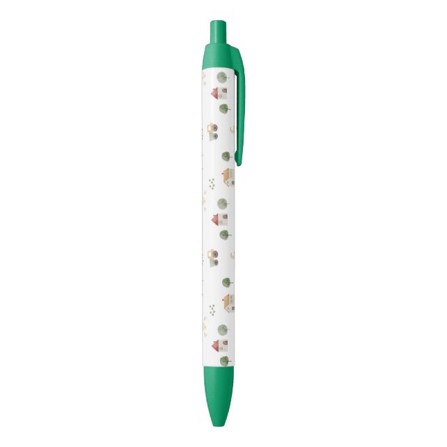 Cute Watercolor Farm Pattern Black Ink Pen (Bottom (Vertical))