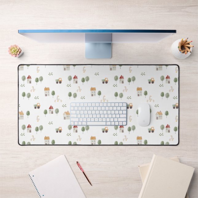 Cute Watercolor Farm Pattern Desk Mat (Office 1)