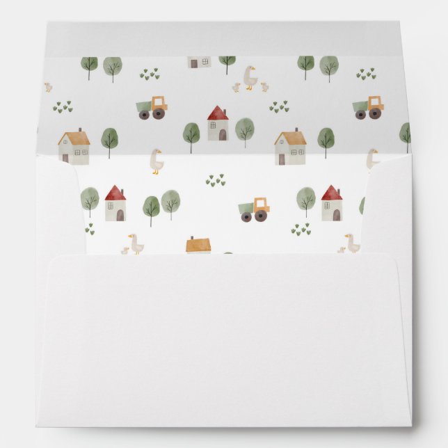 Cute Watercolor Farm Pattern Envelope (Back (Bottom))