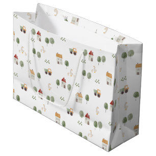 Cute Watercolor Farm Pattern Large Gift Bag