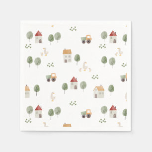 Cute Watercolor Farm Pattern Napkin