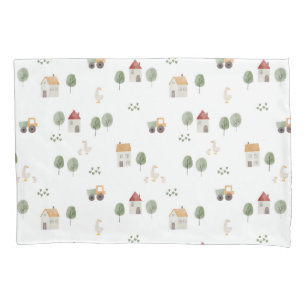 Cute Watercolor Farm Pattern Pillowcase