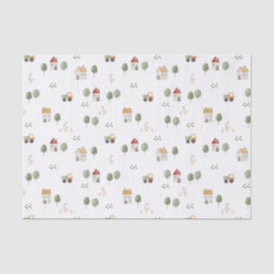 Cute Watercolor Farm Pattern Tissue Paper