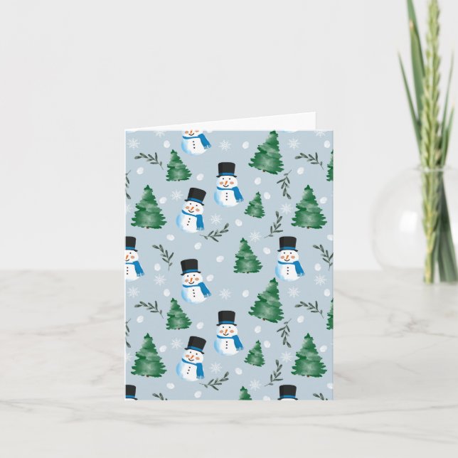 Cute Watercolor Festive Snow Pattern Card (Front)