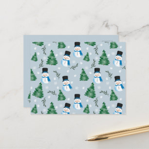 Cute Watercolor Festive Snow Pattern Holiday Postcard