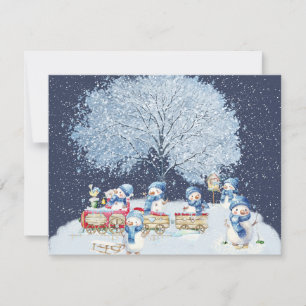Cute Watercolor Festive Snowmen  Holiday Card