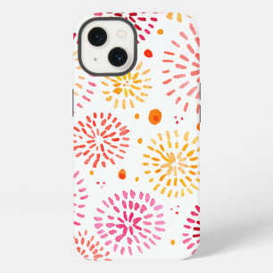 Cute watercolor fireworks in yellow and orange iPhone 13 case