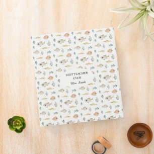 Cute Watercolor Fish Best Teacher Ever Binder