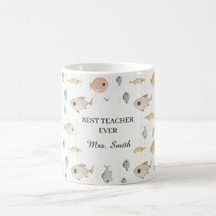 Cute Watercolor Fish Best Teacher Ever Coffee Mug