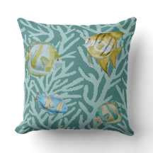 Cute Watercolor Fish On Coral Reef