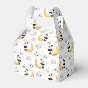 Cute Watercolor Fishing Panda Pattern Birthday Favor Box