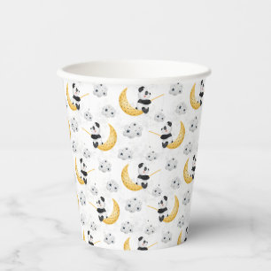 Cute Watercolor Fishing Panda Pattern Birthday Paper Cups