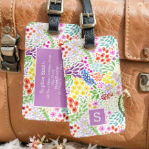 Cute Watercolor Floral Blooming Spring Monogram