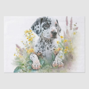 Cute Watercolor Floral Dalmatian Puppy Dog Tissue Paper