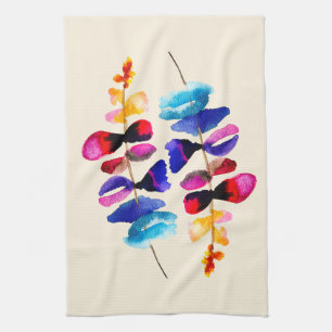 Cute watercolor floral design kitchen towel