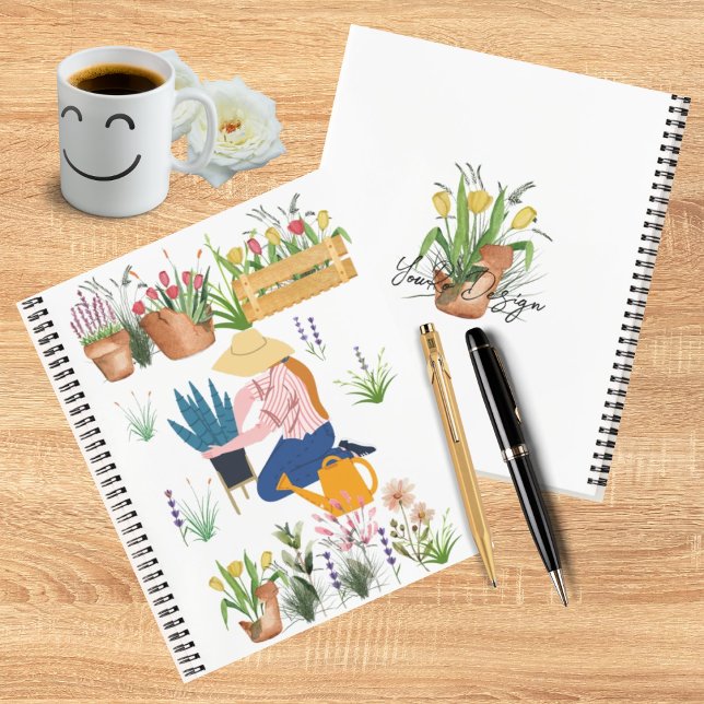 Cute watercolor floral illustration gardening notebook (Creator Uploaded)
