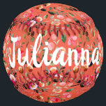 Cute Watercolor Floral Pattern Orange Personalized Softball<br><div class="desc">Cute Watercolor Floral Pattern Orange Personalized Softball</div>