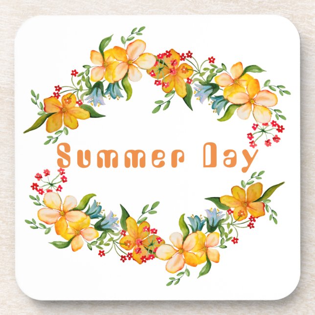 Cute watercolor flower design coaster (Front)