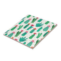 Cute Watercolor Flowering Cactus Pattern