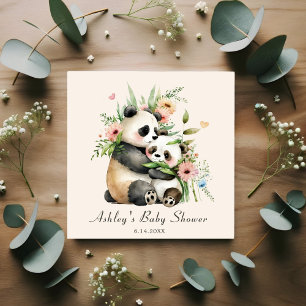  Cute Watercolor Flowers & Bears Baby Shower Napkin